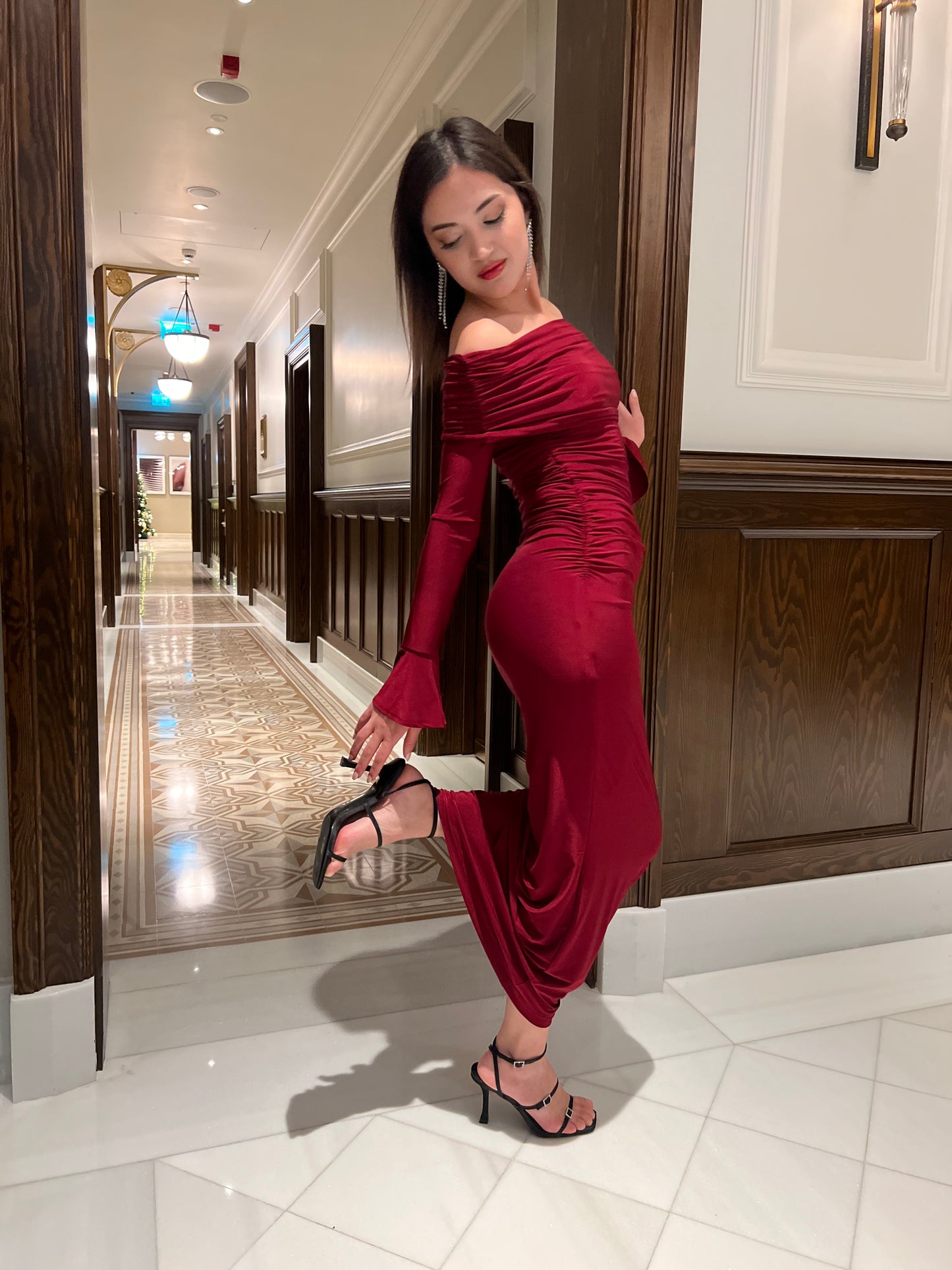 Candela bordo maxi boy abiye elbise