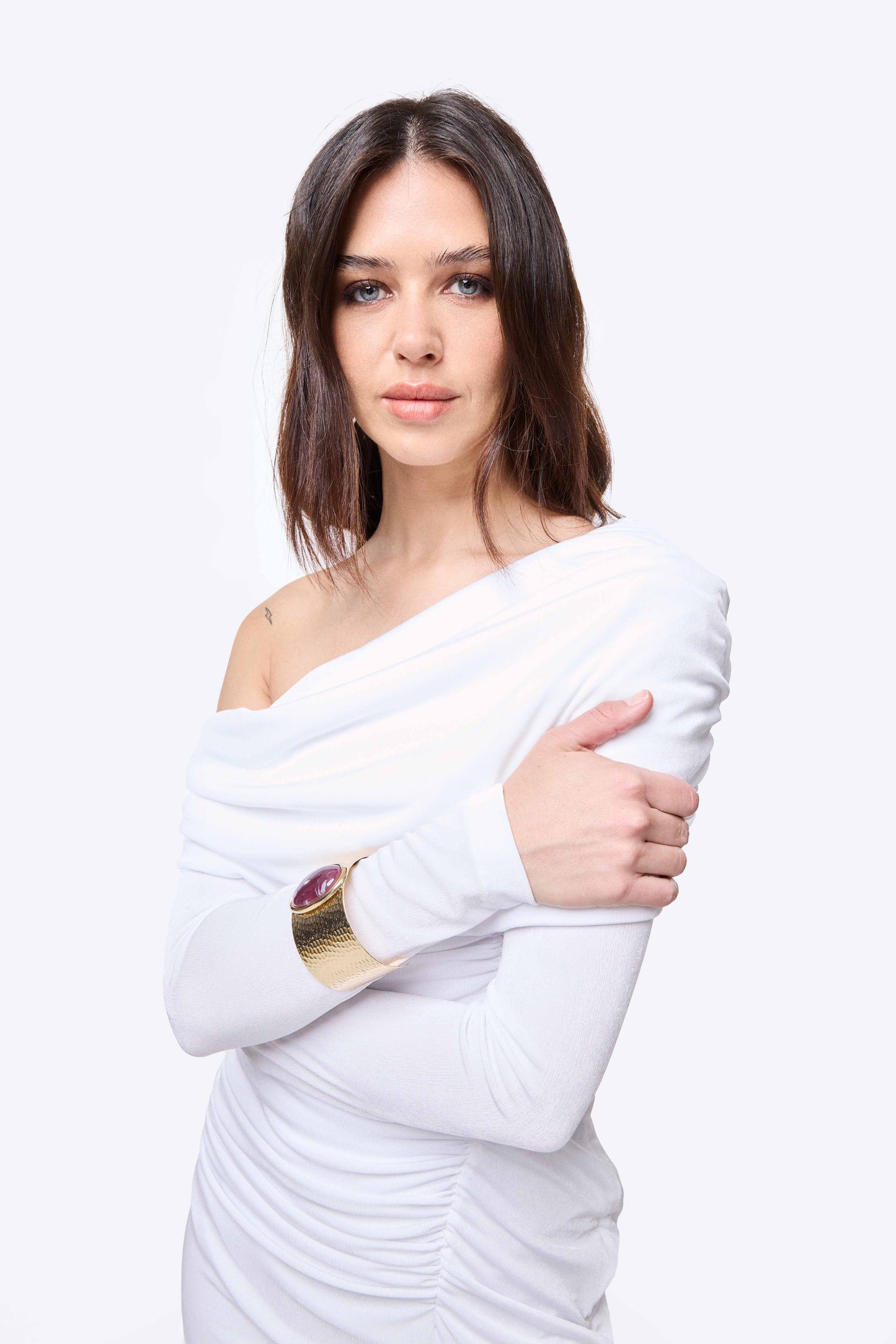 Elena Beyaz Mini Elbise