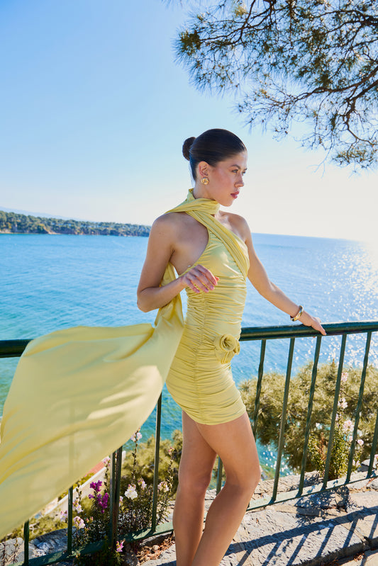 Ivy Sarı Mini Elbise