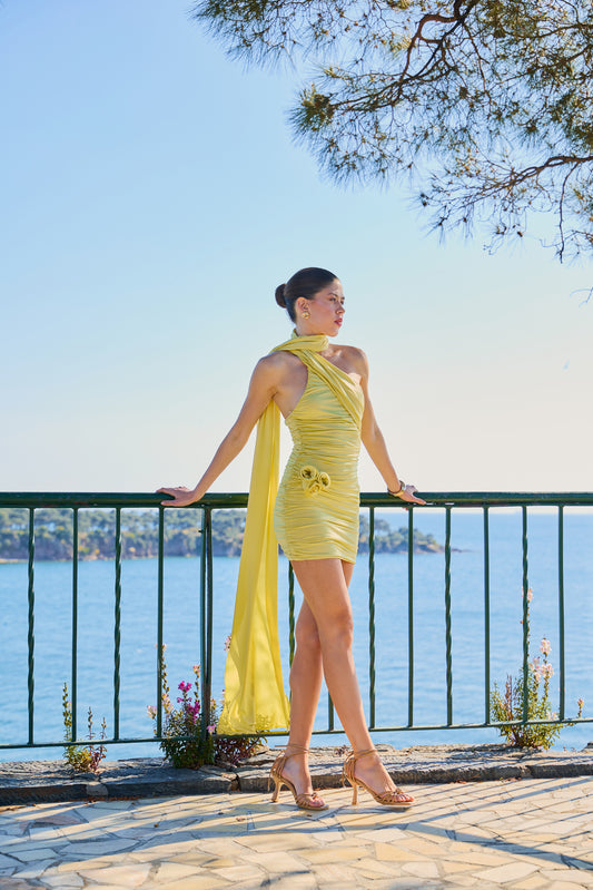 Ivy Sarı Mini Elbise