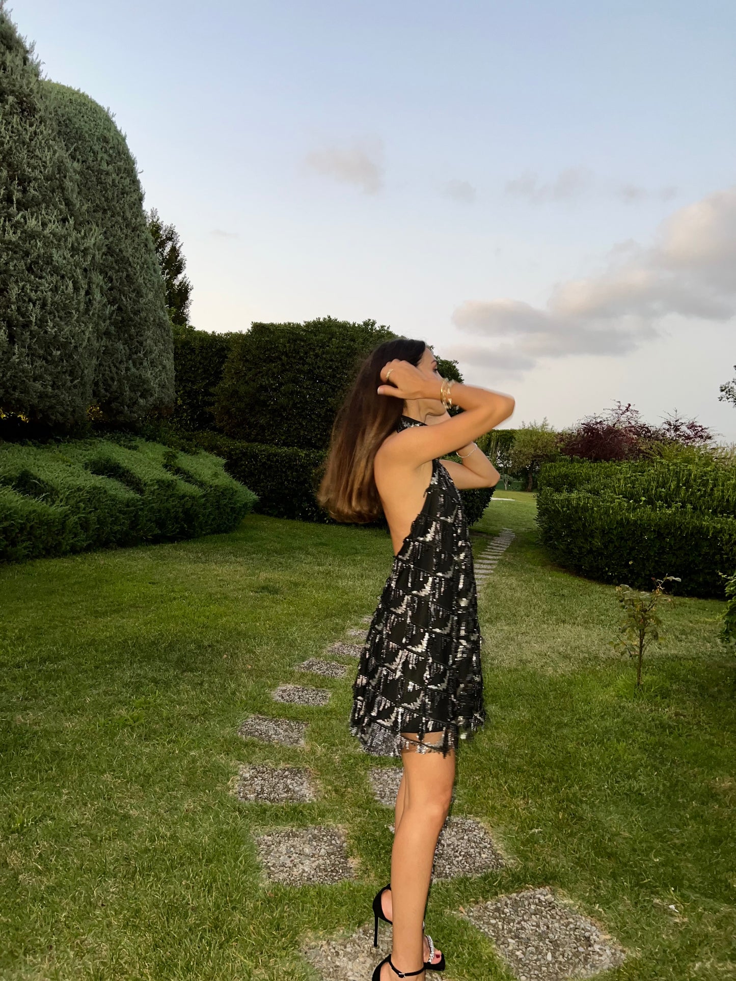 Eva Black&Silver Payetli Elbise