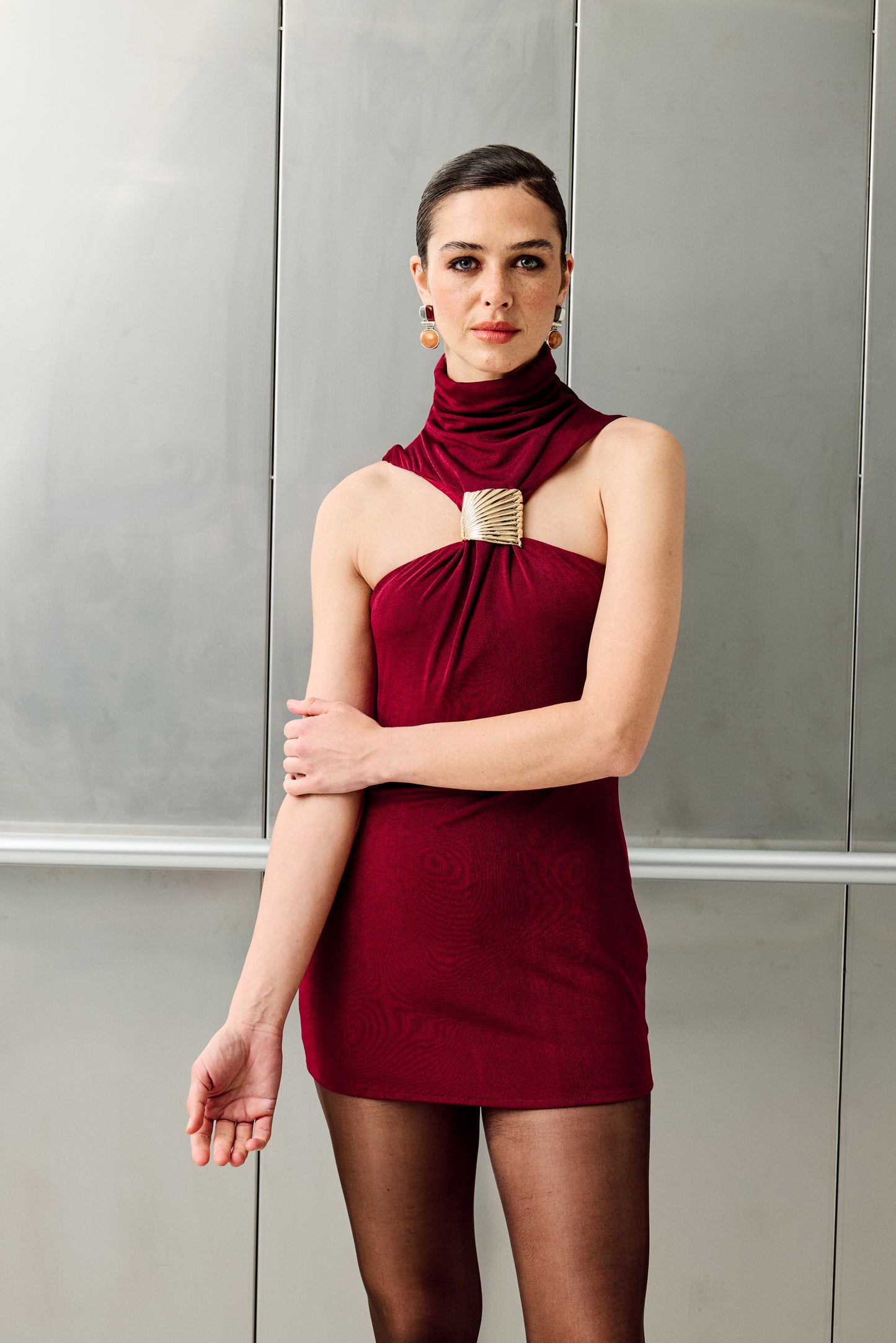 Emma Bordo Mini Elbise