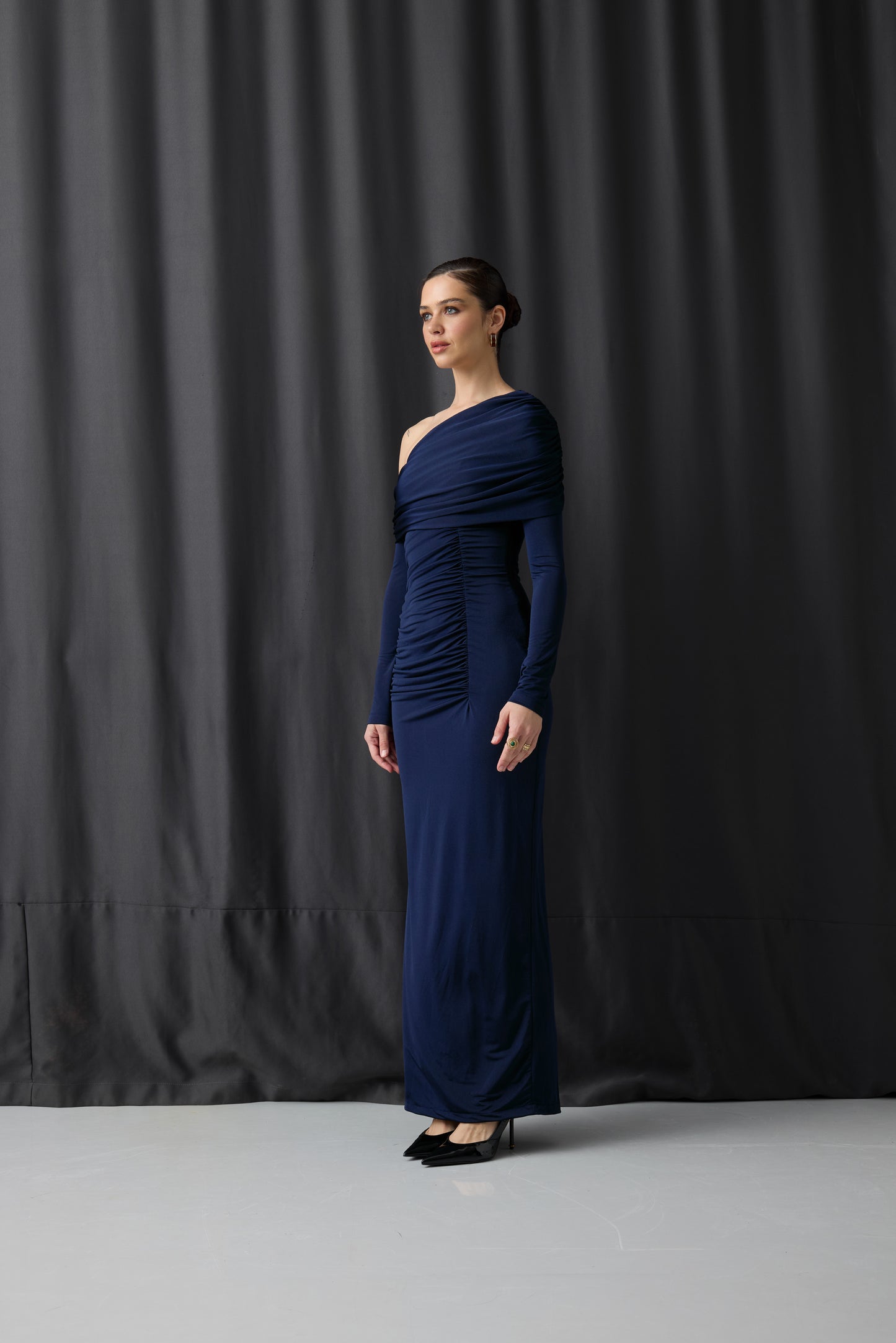Aren Maxi Elbise Lacivert